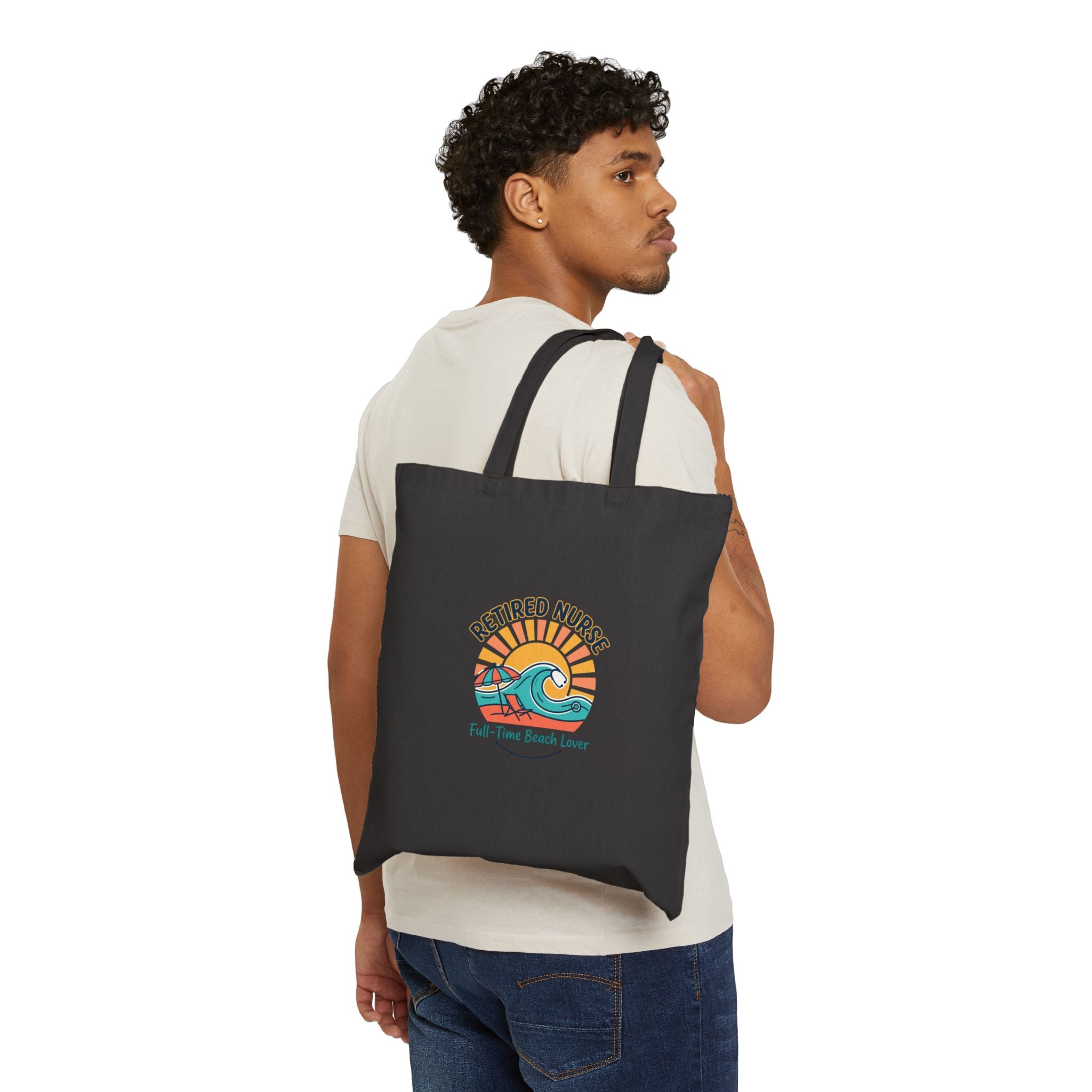 Retired Nurse Beach Life Tote | Cotton Canvas Retirement, Travel Leisure